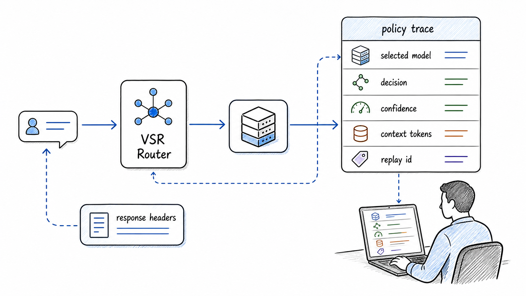Response headers and policy trace make model auto inspectable